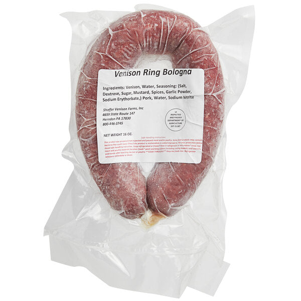 Shaffer Venison Farms Venison Ring Bologna 1 lb. - 10/Case