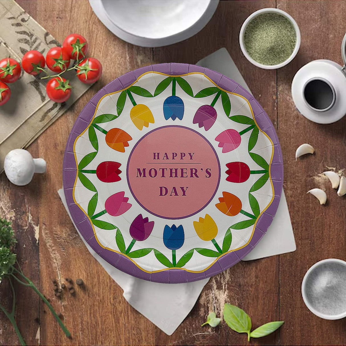 8 Count Mothers Day Party Happy Mothers Day Flowers Paper Dessert Plates 7 Inch