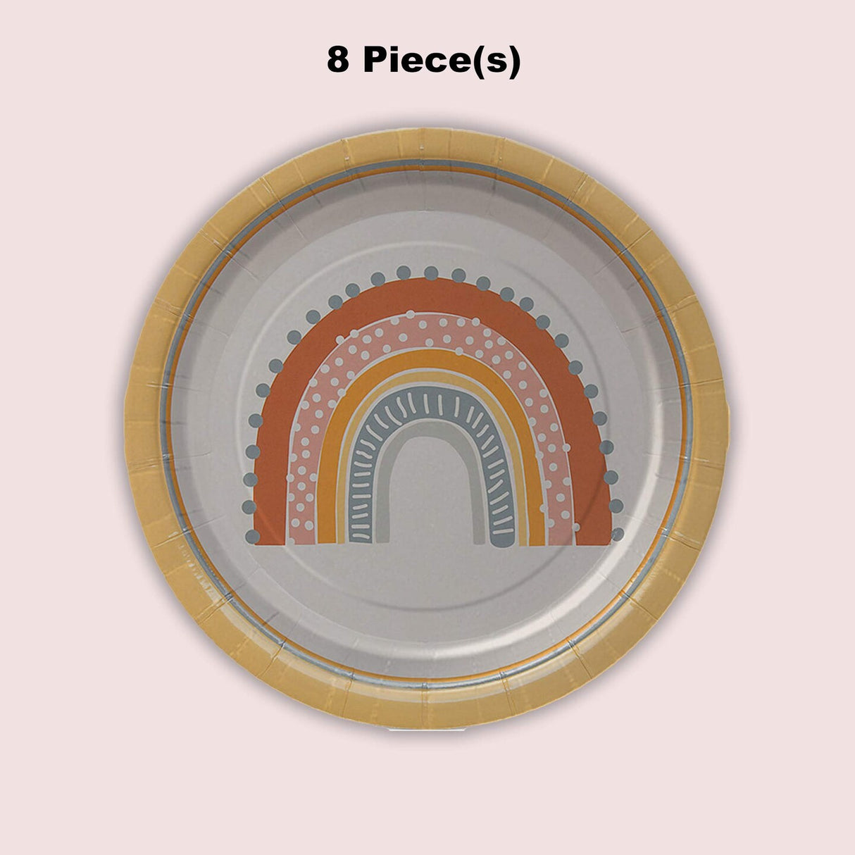 8 Count Boho Rainbow Party Paper Dessert Plates 7 Inch