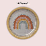 8 Count Boho Rainbow Party Paper Dessert Plates 7 Inch