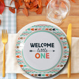 8 Count Welcome Little One Tribal Baby Shower Paper Dinner Plates 9" Baby Shower Disposable Plates