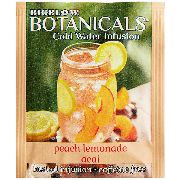 Bigelow Botanicals Peach Lemonade Acai Cold Water Infusion Tea Bags - 18/Box