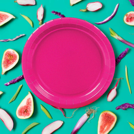 24 Ct. Hot Pink 9" Round Paper Dinner Plates Classic & Bold Tableware