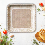 8 Count Burlap and Lace Square Paper Dessert Plates 7 Inch Print Plates & Bowls
