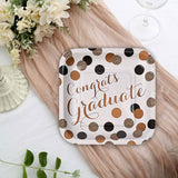 8 Count Black and Gold Graduation Party Congrats Graduate Square Paper Dessert Plates 7 Inch