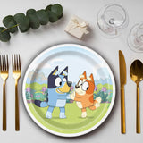8 Ct. Bluey Party Paper Dessert Plates 7" Disposable Plates for Kids' Parties