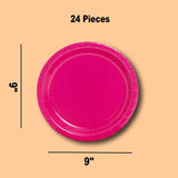 24 Ct. Hot Pink 9" Round Paper Dinner Plates Classic & Bold Tableware