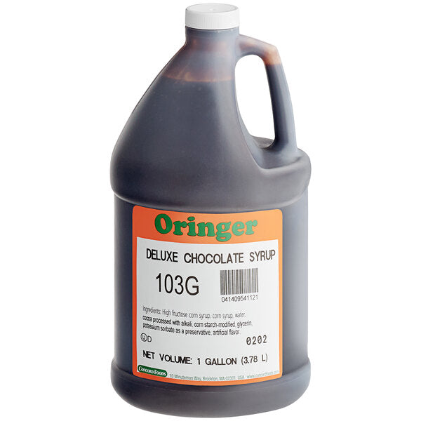 Oringer Deluxe Chocolate Syrup 1 Gallon - 4/Case
