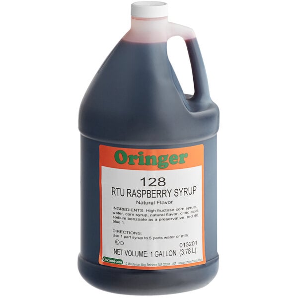 Oringer Raspberry Milkshake Base Syrup 1 Gallon - 4/Case