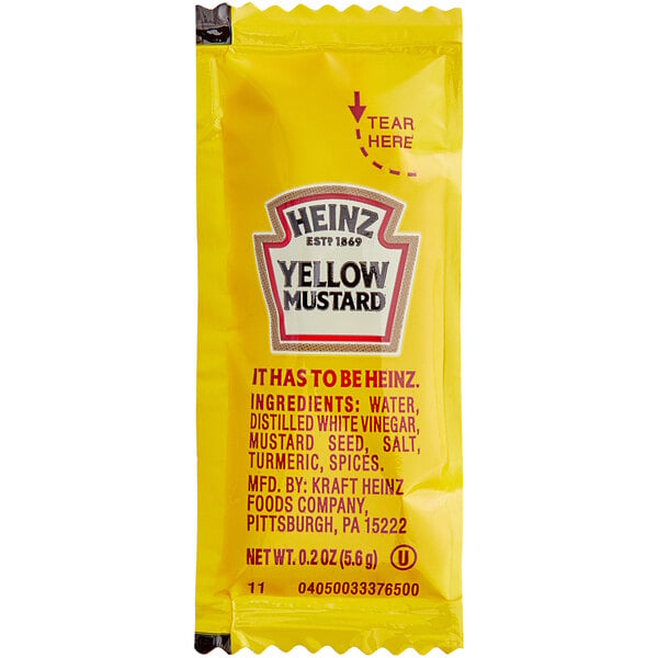 Heinz Yellow Mustard Packets 5.6 Gram - 500/Case
