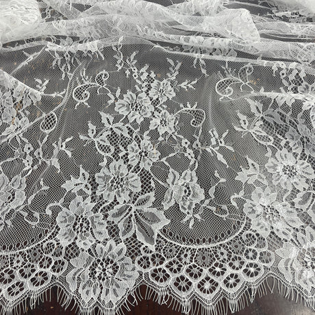 Embroidered Chantilly Lace with Eyelash Scallop
