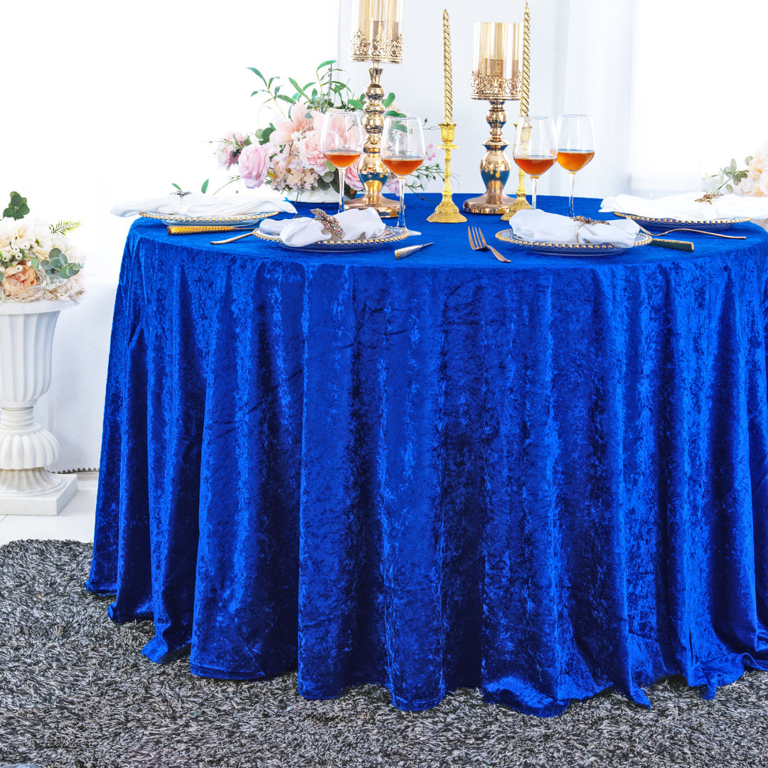 Premium Ice Crushed Velvet Round Tablecloth