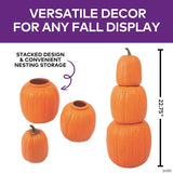 22 3/4" Nested Orange Plastic Pumpkins Halloween Decoration