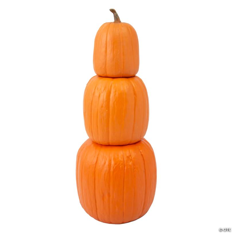 22 3/4" Nested Orange Plastic Pumpkins Halloween Decoration