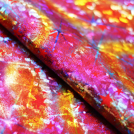 Cosmic Star Nylon Spandex Fabric - Red Multi/Black Multi, Rainbow Stars, 58/60" Width (1 Yard)