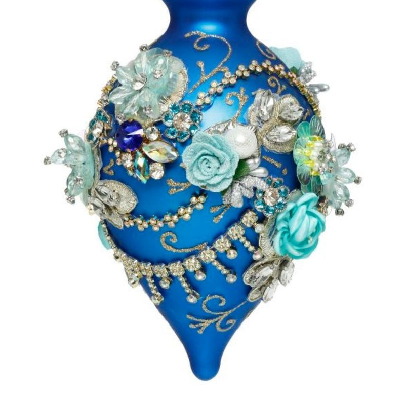 9" Kings Jewel Fancy Finial Ornament, Blue - Mark Roberts