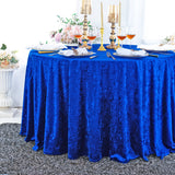 Round Velvet Tablecloth 132" Royal Blue