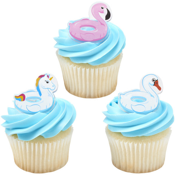 Pool Floaties Summertime Cupcake Toppers Cupcake Cake Decorating Rings 12 set