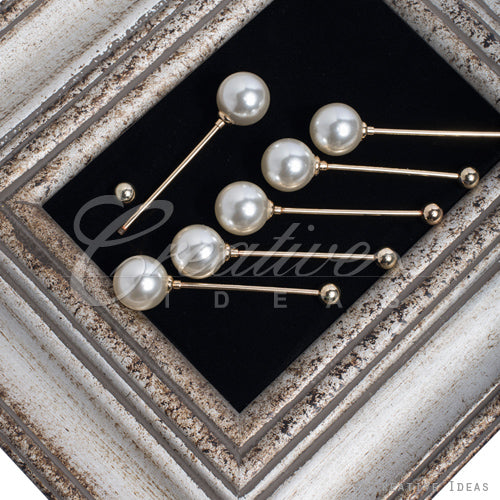 22Mm Pearl Stick-6 Pcs (White)