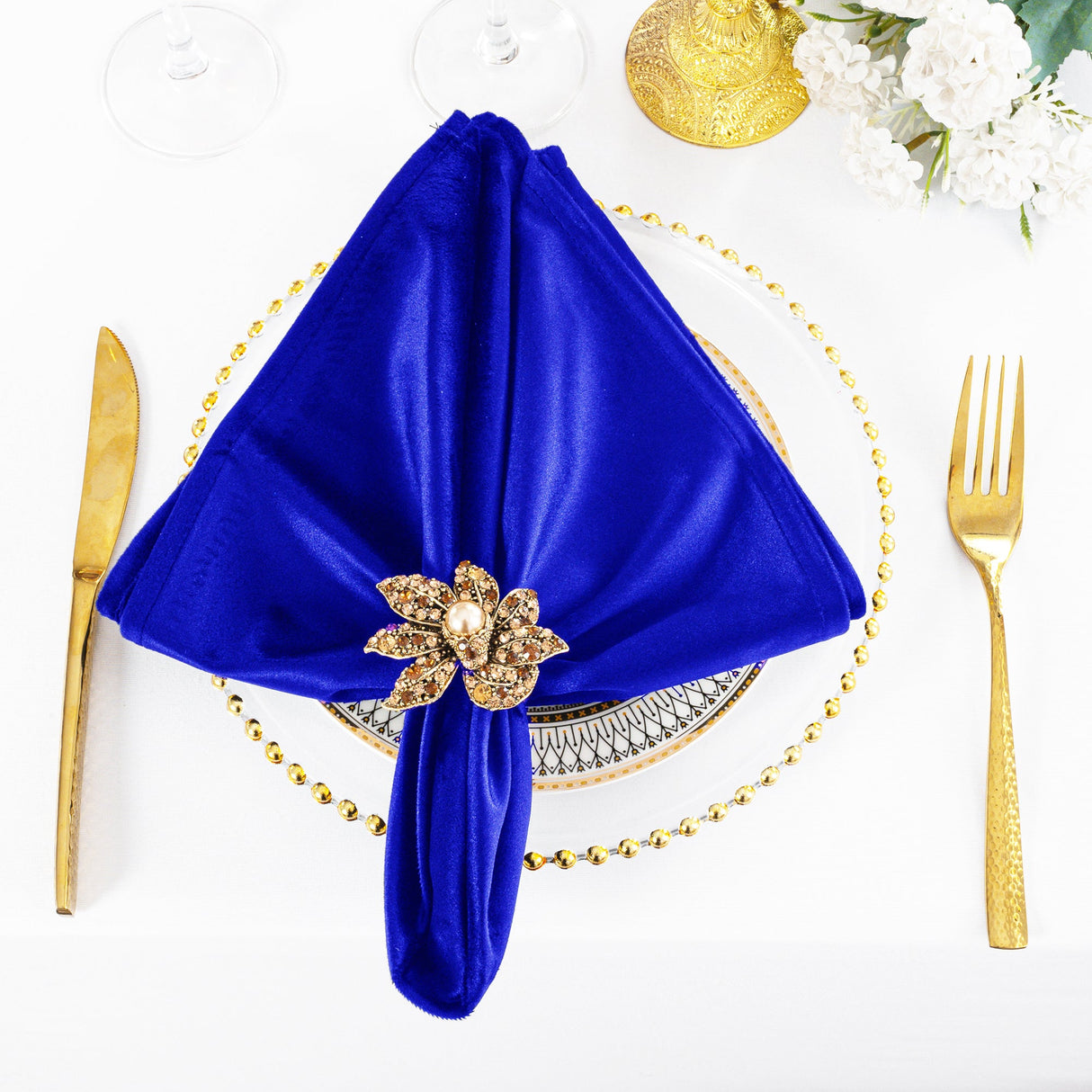 Velvet Dinner Napkins 20x20 Royal Blue