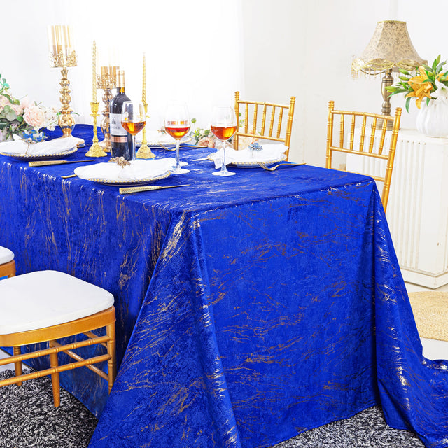 Velvet Rectangular Tablecloth 90x132 Royal Blue