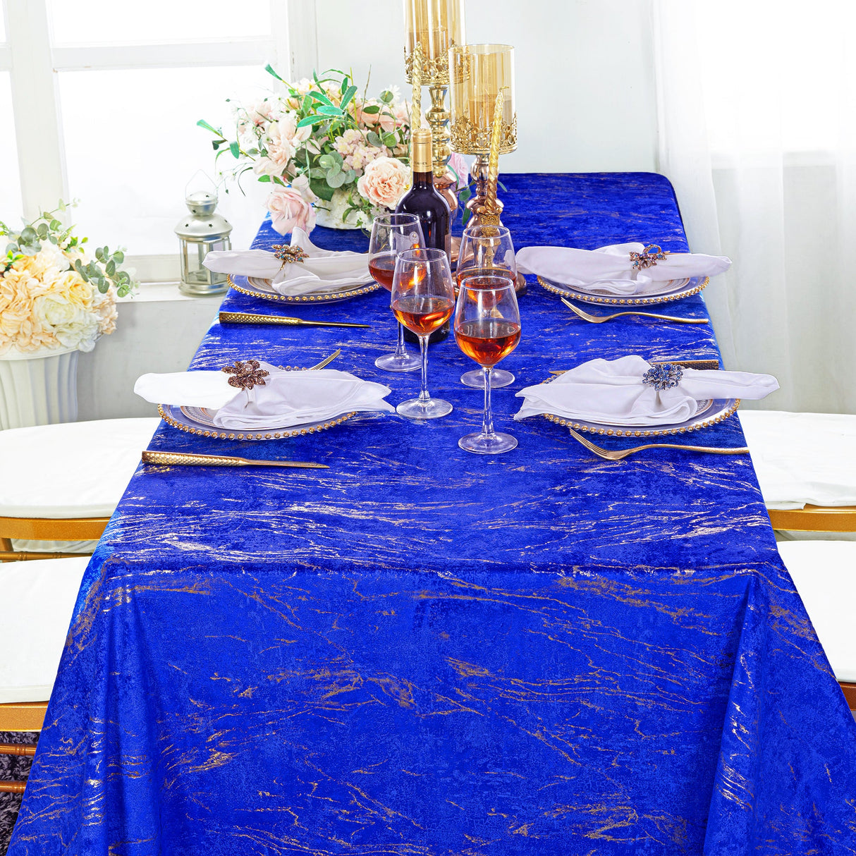 Rectangular Holland Velvet Tablecloth 90x156 Royal Blue