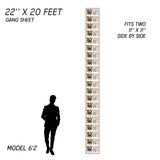 Upload DTF Gang Sheet PET Film Fabric - Custom DTF Transfer, 22" Width (1 Sheet)