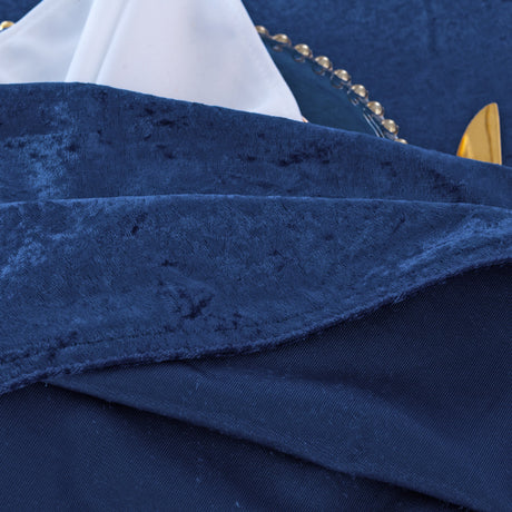 Round Ice Crushed Velvet Tablecloth 132 Navy Blue