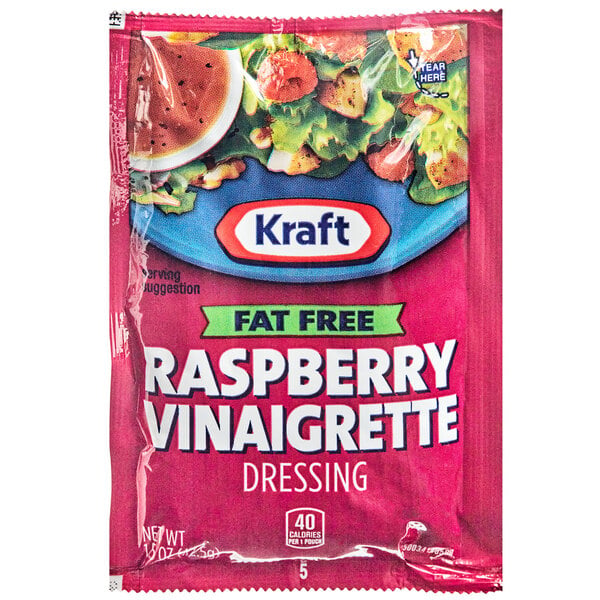 Kraft Fat-Free Raspberry Vinaigrette Dressing Packet 1.5 oz. - 60/Case