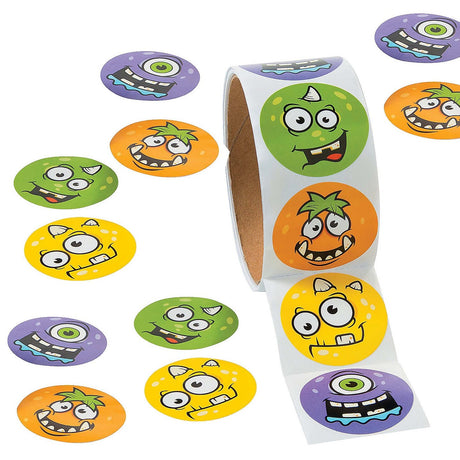 Monster Face Sticker Roll 100 Pc.