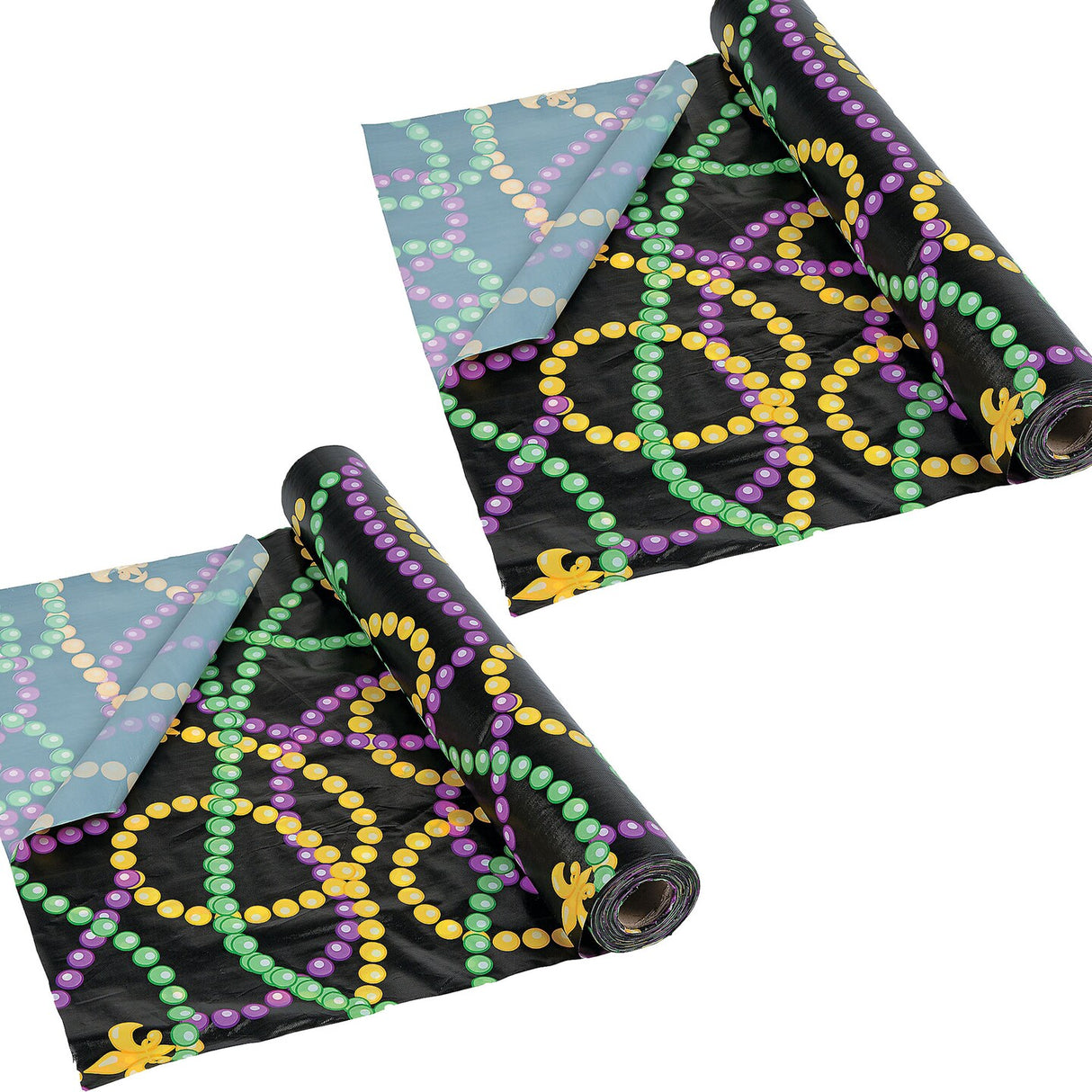 Mardi Gras Beads Plastic Tablecloth Roll 40" x 100 ft.