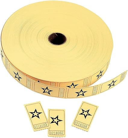 Yellow Star Single Roll Tickets Bulk 12000 Pc.