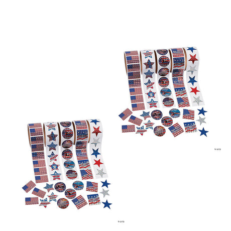 Bulk Classic Patriotic Paper Sticker Roll Assortment 500 Stickers 1 1/2"