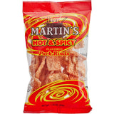 Martin's Bag of Hot & Spicy Pork Rinds 1.75 oz. - 12/Case