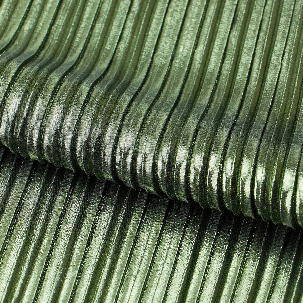 Titanium Pleated Polyester Fabric - Pleated Foil Polyester, Black/Color Variants, 58/60" Width (1 Yard)