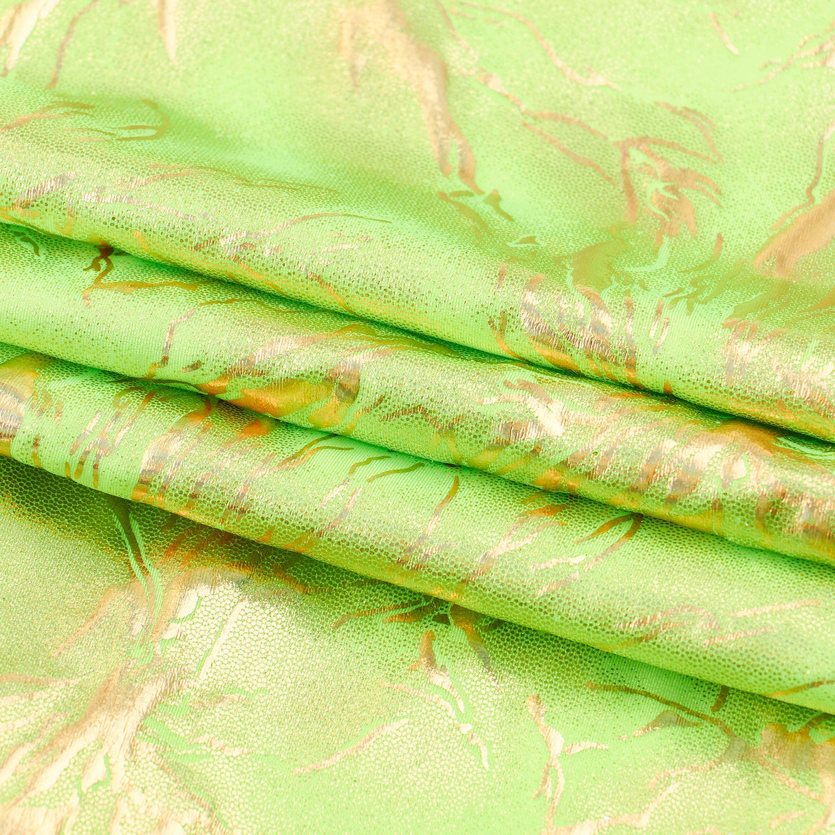 Thunder Hologram Nylon Spandex Fabric - Green/Gold, Gold/Gold, Yellow/Gold, Lime/Gold, Hot Pink/Fuchsia, White/Gold, Coral/Gold, 58" Width (1 Yard)