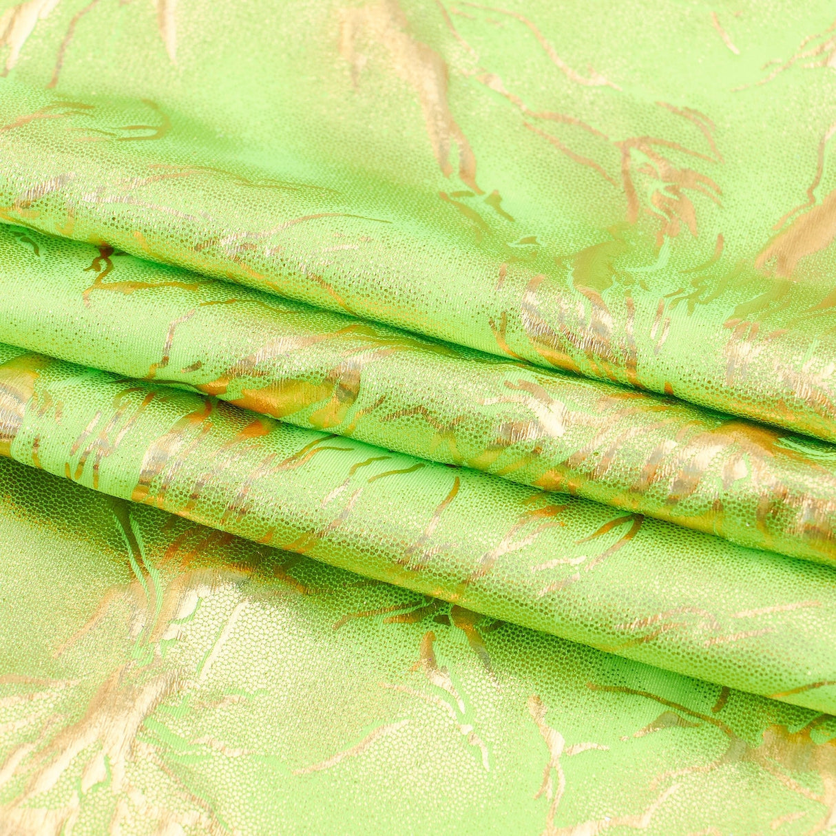 Thunder Hologram Spandex Fabric - Green/Gold, 58" Width (1 Yard)