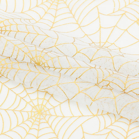 Spiderweb Foiled Mesh Spandex Fabric - Black/Silver, 58/60" Width (1 Yard)