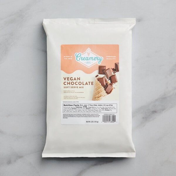 Creamery Ave. Vegan Chocolate Soft Serve Mix 3.2 lb. - 6/Case