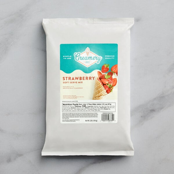 Creamery Ave. Strawberry Soft Serve Mix 3.2 lb. - 6/Case