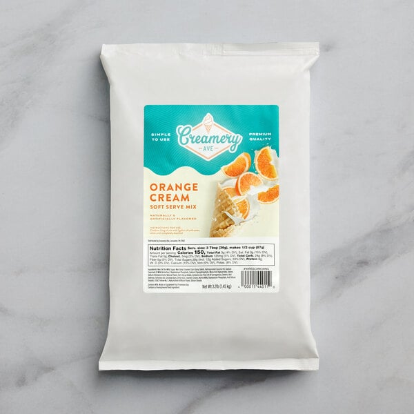 Creamery Ave. Orange Cream Soft Serve Mix 3.2 lb. - 6/Case