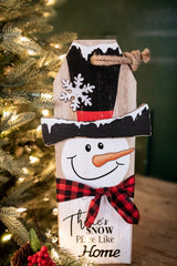 15.75” Wood Santa & Snowman Wall Hanging Decor
