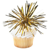 Gold Spray Mylar Celebration cake and cupcakes picks - set of 6