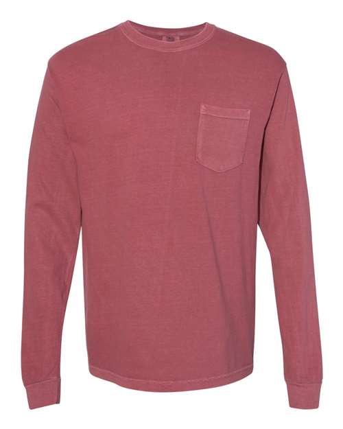 Comfort Colors® Garment-Dyed Heavyweight Crewneck Long Sleeve Pocket T-Shirt