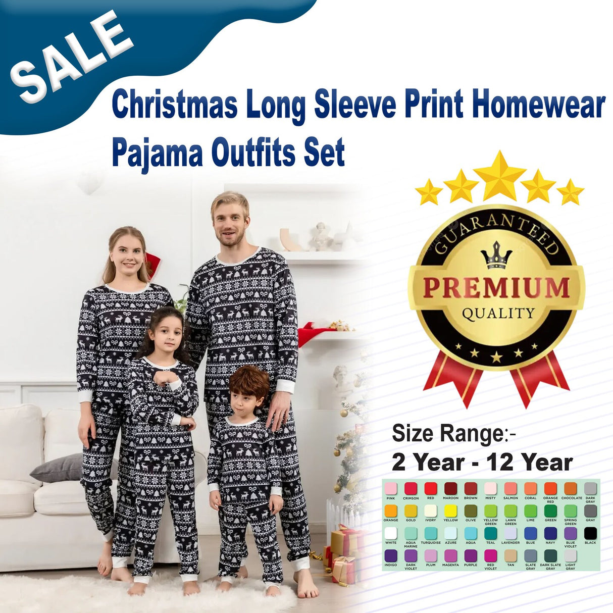 Christmas Long Sleeve Print Homewear Pajama Outfits Set