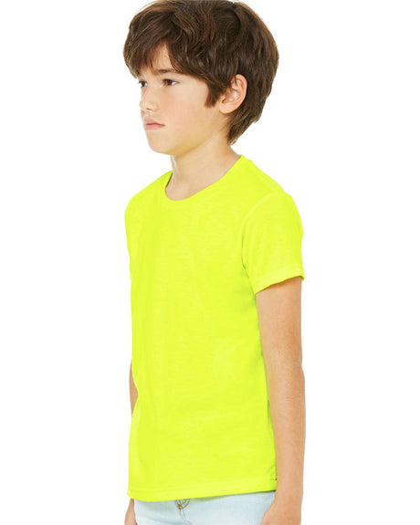 BELLA + CANVAS Youth CVC Jersey Crew Neck Tee - 3001YCVC in Heather Grass Green