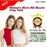 BELLA + CANVAS® Women's Micro Rib Muscle Crewneck Sleeveless Crop Tank - 1013