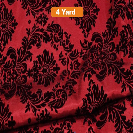 Damask Flocking Taffeta Fabric - 60" Wide for Curtains, Apparel, and Décor