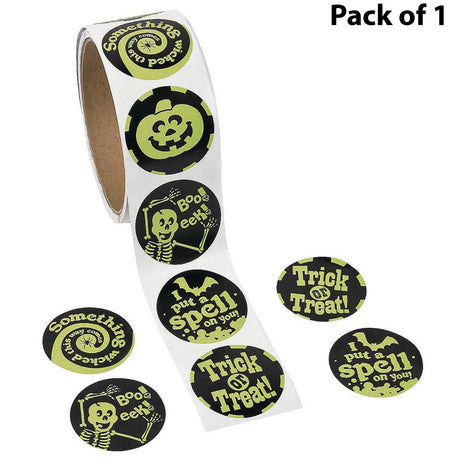 Premium Glow In The Dark Halloween Stickers Roll | Creepy Crawly Stickers