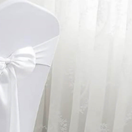 10 Pieces White Polyester Chair Sashes 8"x108" with Serged Edges for Events